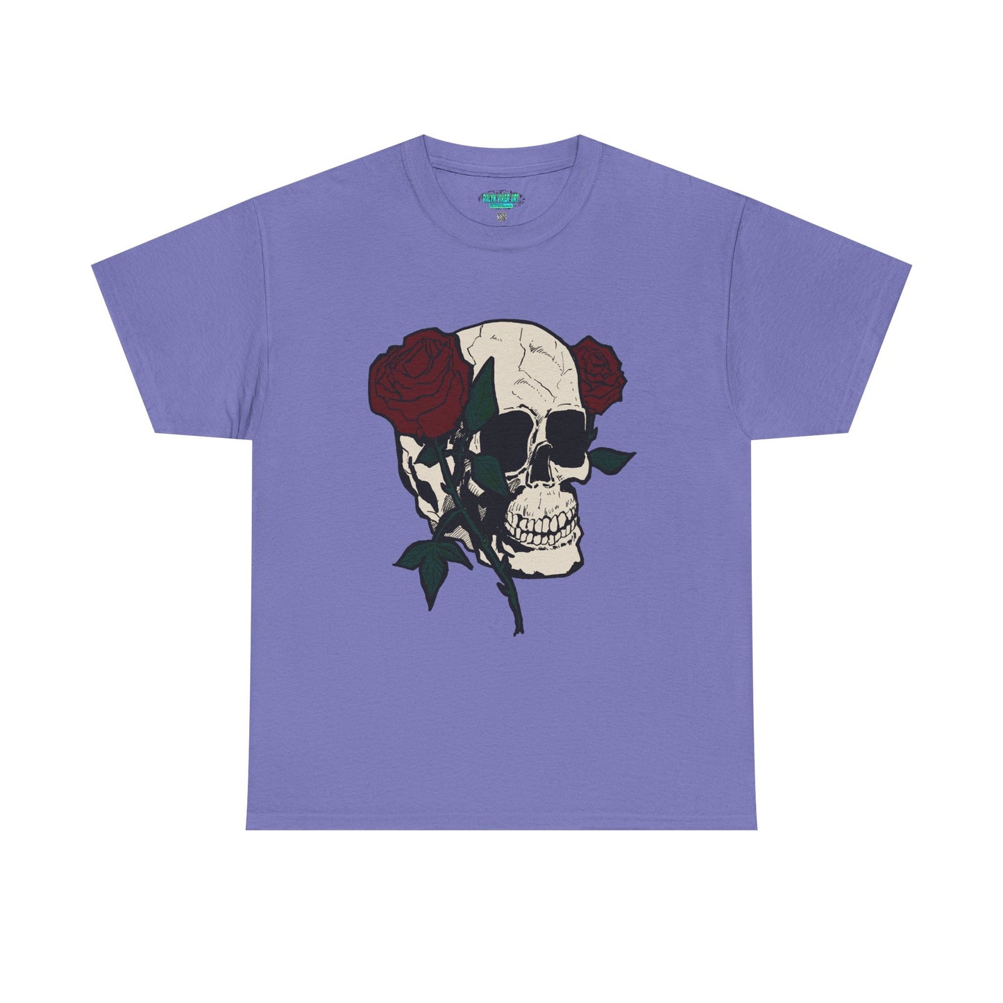 Skull and Roses Unisex Heavy Cotton Tee - Edgy Graphic T-Shirt for Impactful Style