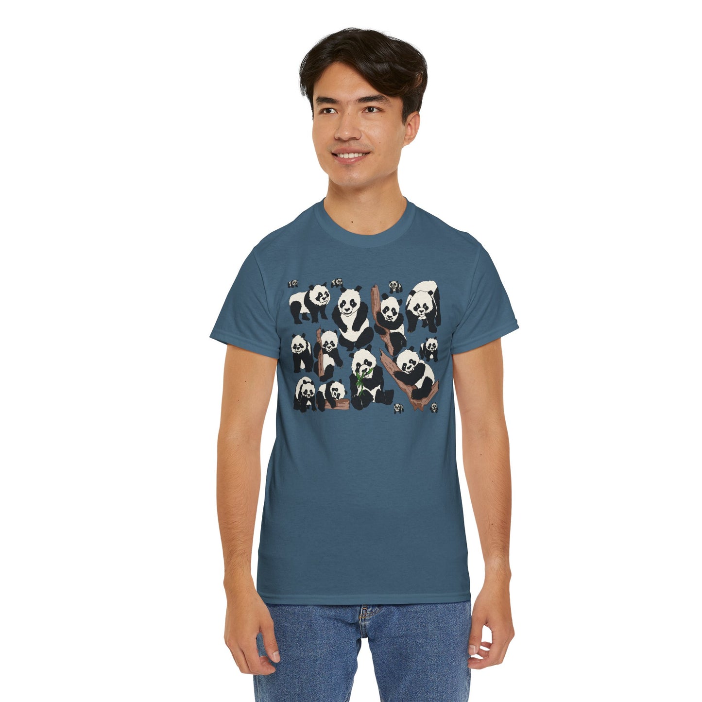 Cute Panda Design Unisex Heavy Cotton Tee | Animal Lover Gift, Casual Wear, Eco-Friendly Apparel, Nature Enthusiast Clothing