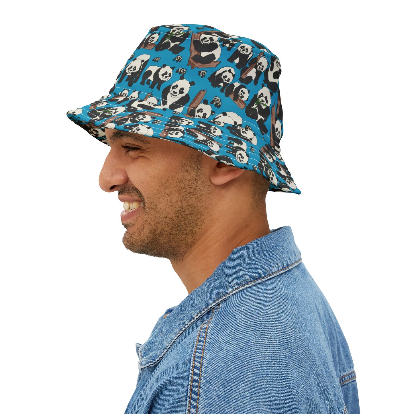 Panda Print Bucket Hat, Trendy Summer Hat, Animal Lover Gift, Casual Outdoor Accessory, Festival Headwear