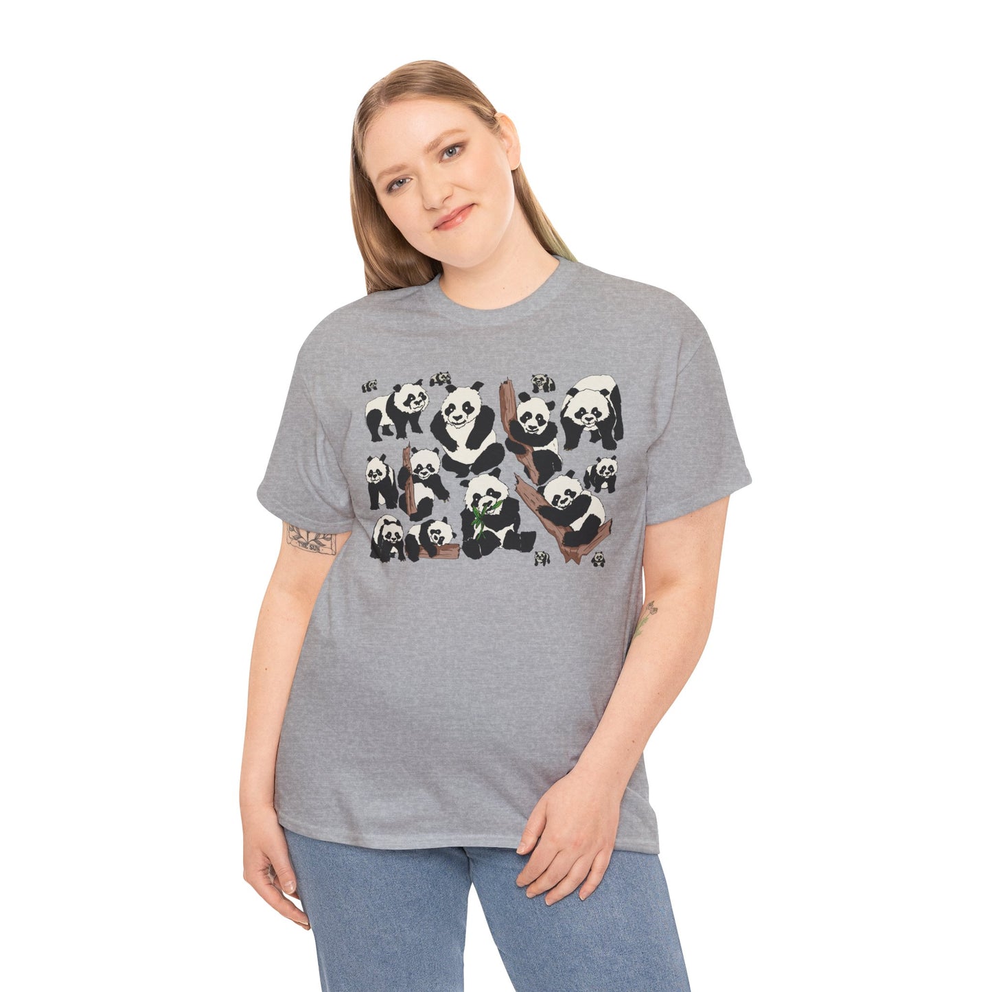 Cute Panda Design Unisex Heavy Cotton Tee | Animal Lover Gift, Casual Wear, Eco-Friendly Apparel, Nature Enthusiast Clothing