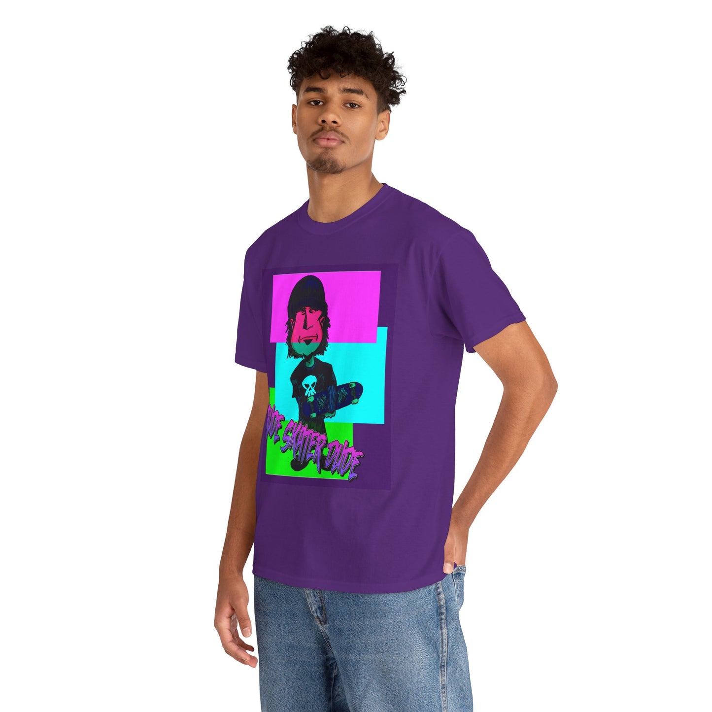 Retro Neon Skateboard Tee — "Rude Skater Dude" Graphic