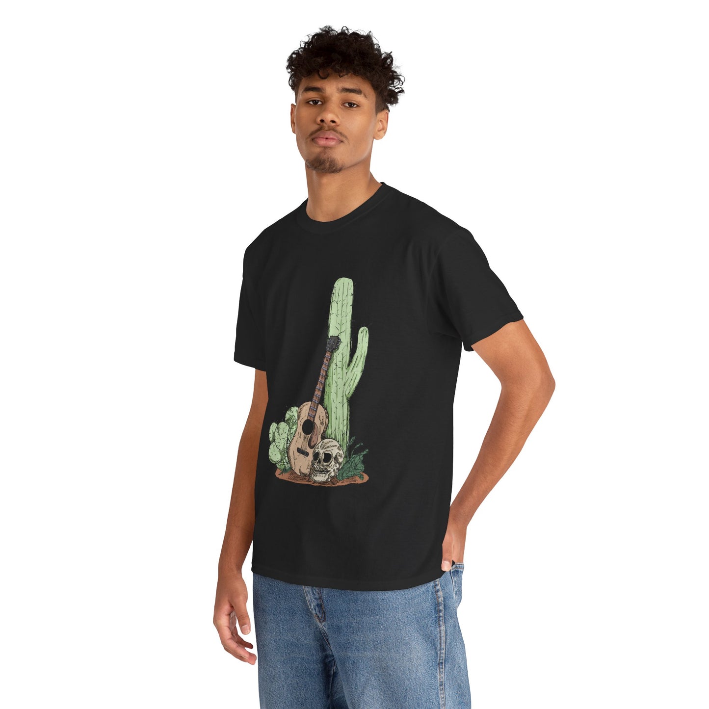 Desert Vibe Graphic Tee - Unisex Heavy Cotton Shirt, Boho Cactus Shirt, Guitar Lover's Gift, Summer Top, Music T-Shirt