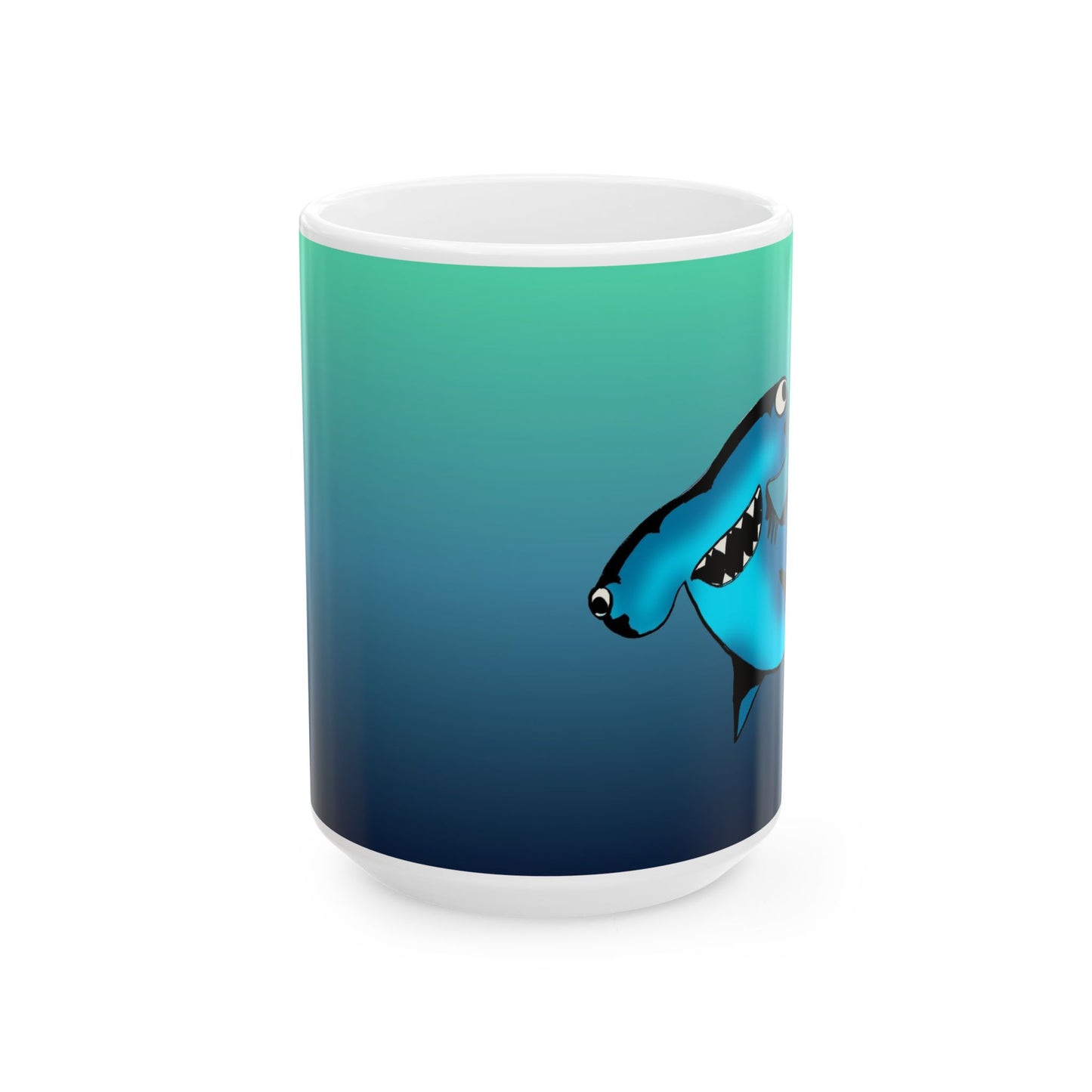Harley Hammerhead Shark Gradient Ceramic Mug — Cute Hammerhead Coffee Cup (11oz & 15oz)
