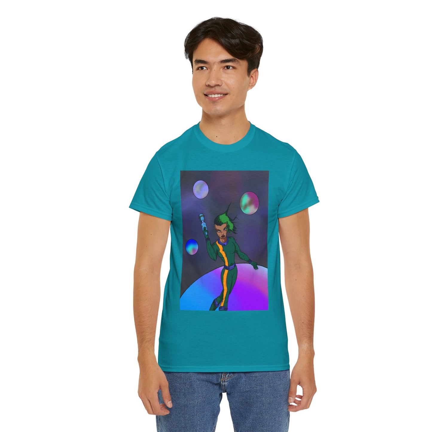 Cosmic Hero Vibe Tee - Unisex Heavy Cotton Tee, Space Art Shirt, Retro Sci-Fi T-Shirt, Gift for Space Lovers, Unique Graphic Tee