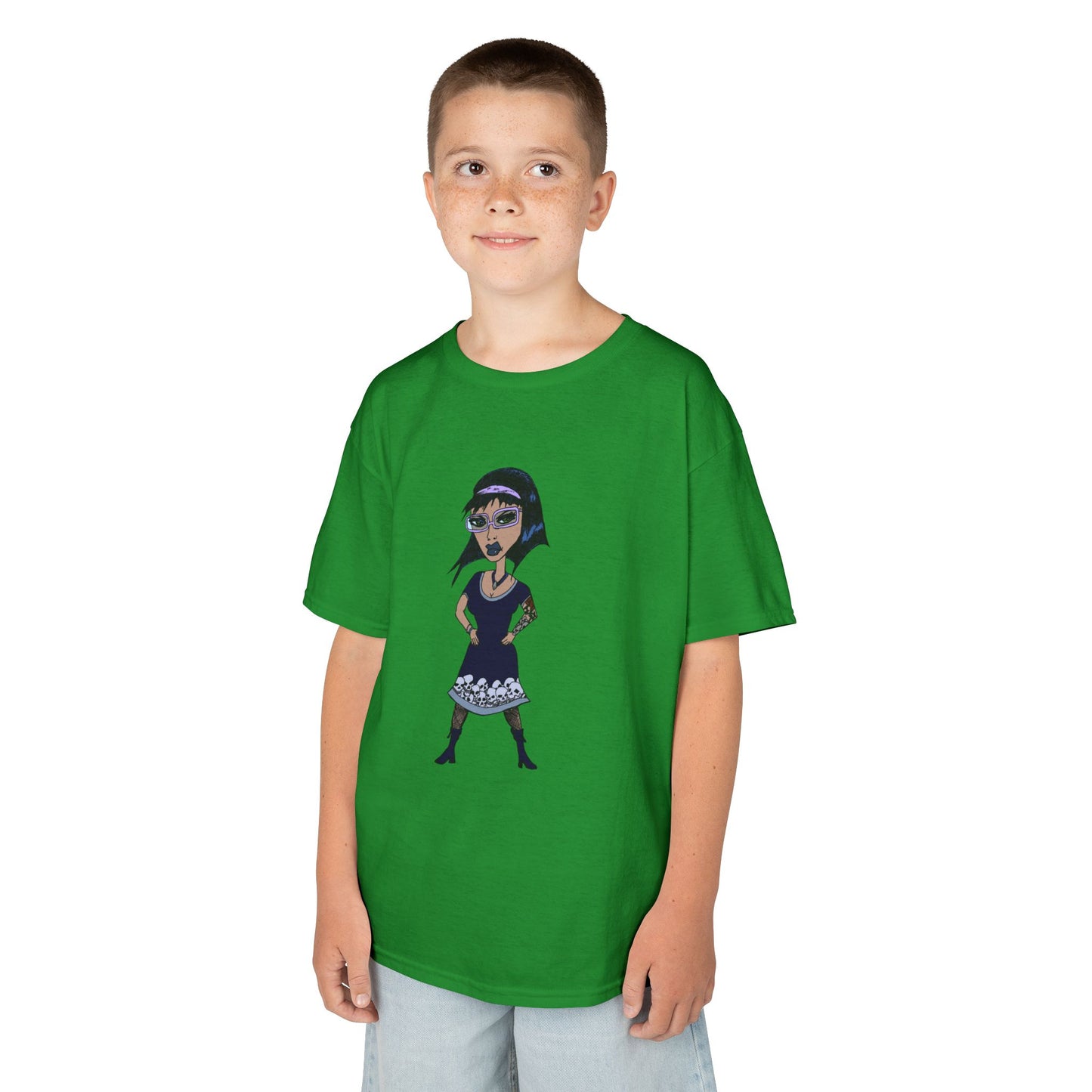 Kids Tee — Vintage Gothic Girl Cartoon Graphic Tee for Children