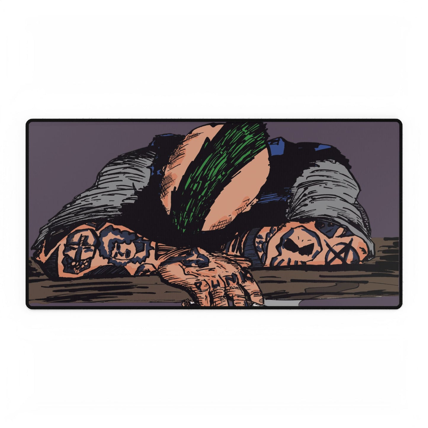 Punk and Sone Desk Mat — Punk Tattoo Art Gaming Mouse Pad and Card Playing Mat