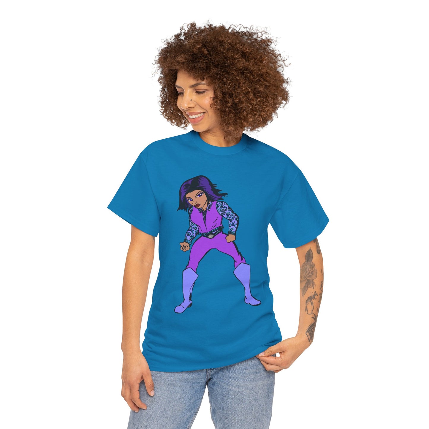 Retro Cartoon Hero Woman Character Unisex Heavy Cotton Tee, Vintage Graphic Tee, Fun T-Shirt, Gift for Fans, Casual Wear, Everyday Tee