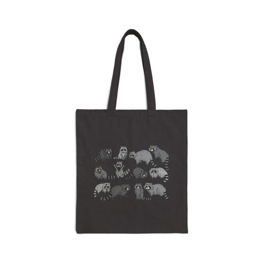 Raccoon Sketches Canvas Tote Bag – Cute Raccoons Illustration Reusable Grocery Bag