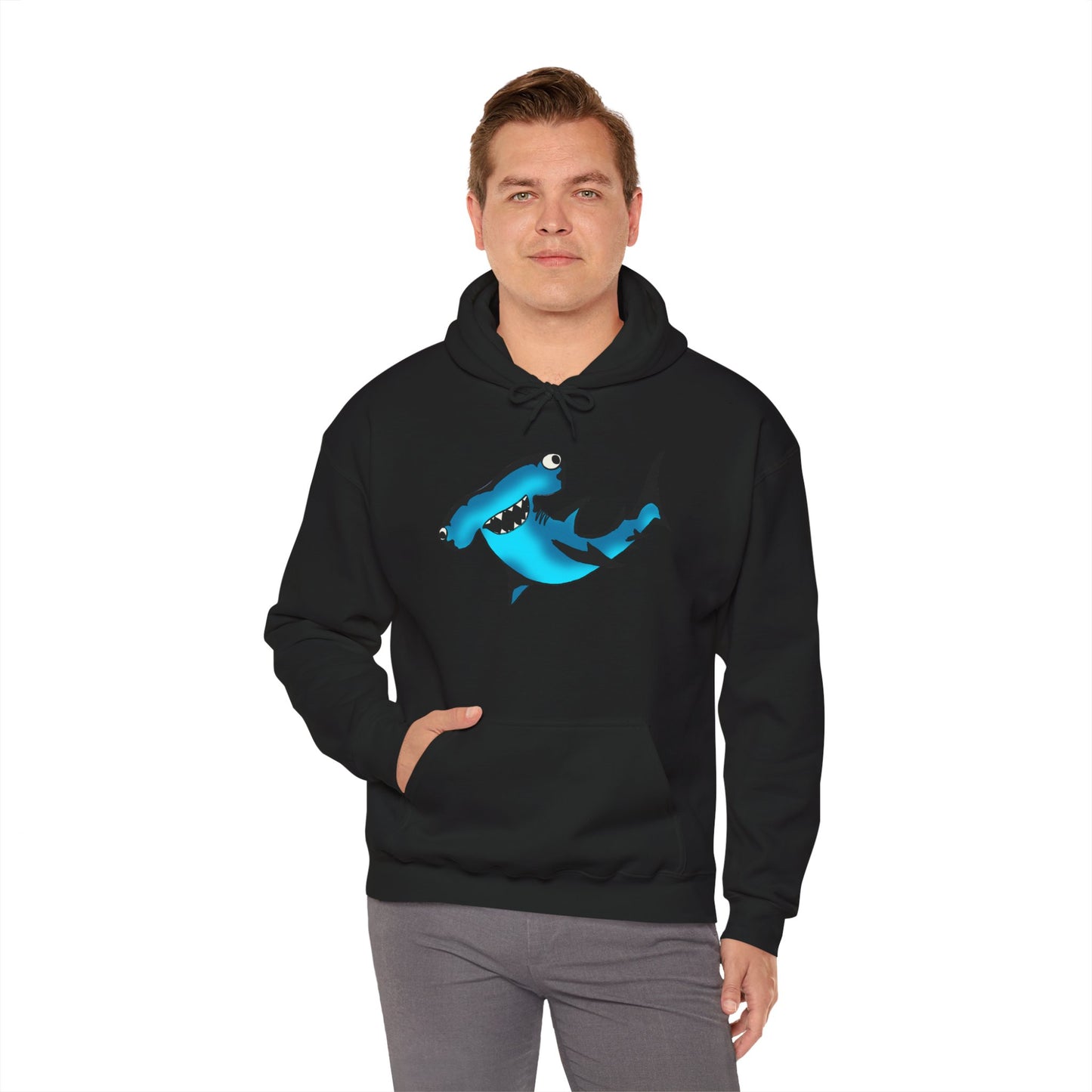 Harley Hammerhead Shark Design Unisex Hooded Sweatshirt, Funny Gift for Ocean Lovers, Casual Wear, Beach Days, Unique Apparel, Birthday Present