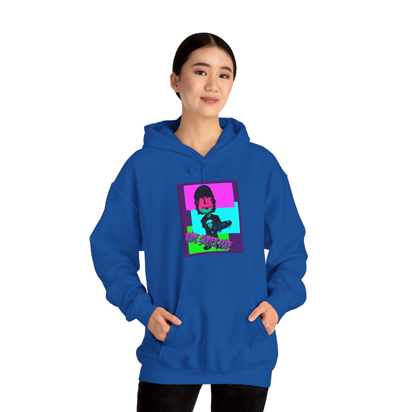 Retro Neon Rude Skater Dude Hoodie — Streetwear