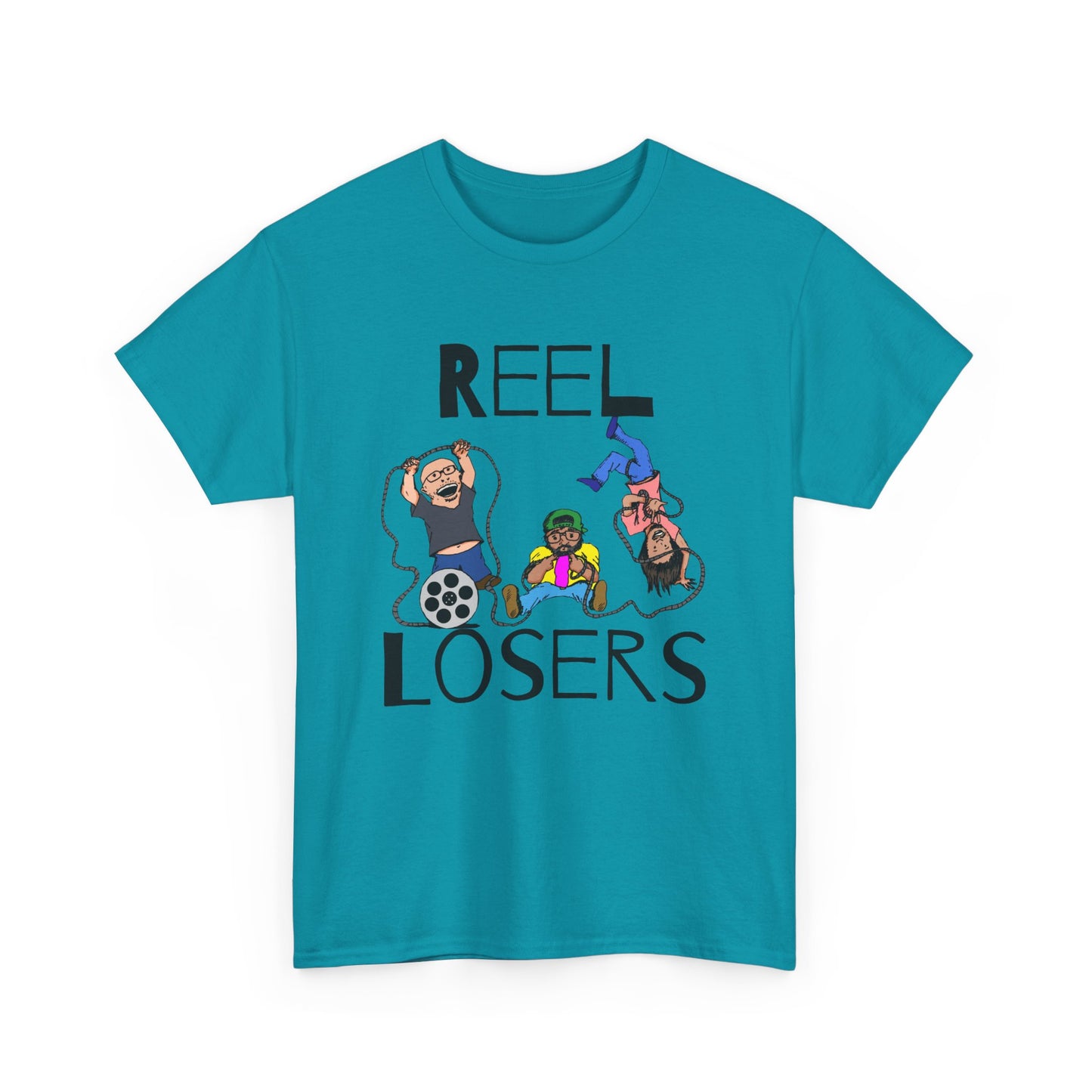 Reel Losers Podcast Unisex Heavy Cotton Tee, Funny Graphic Shirt, Casual Everyday Wear, Gift for Movie Lovers, Humor T-Shirt