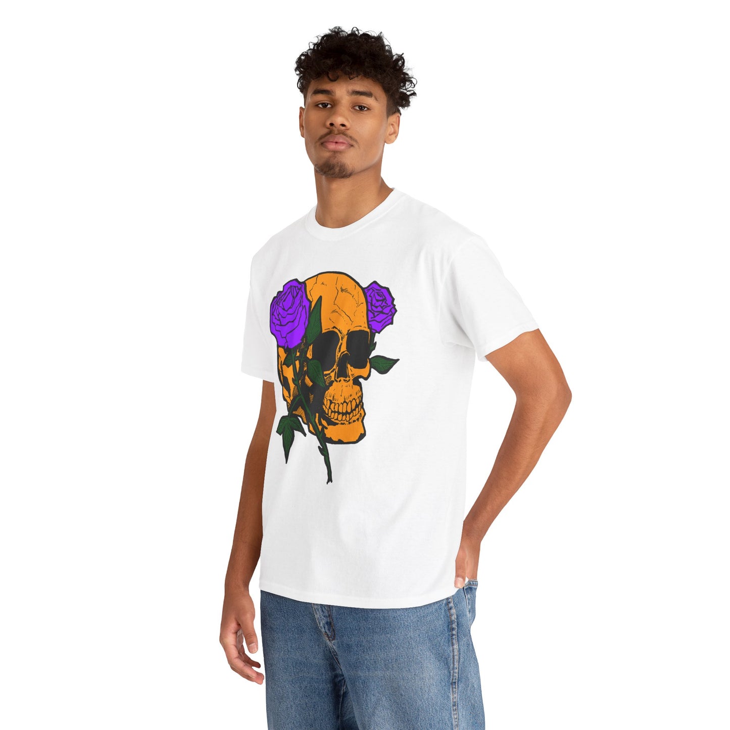 Skull and Roses Unisex Tee, Gothic Aesthetic Shirt, Vintage Graphic T-Shirt, Streetwear Essentials, Edgy Casual Wear