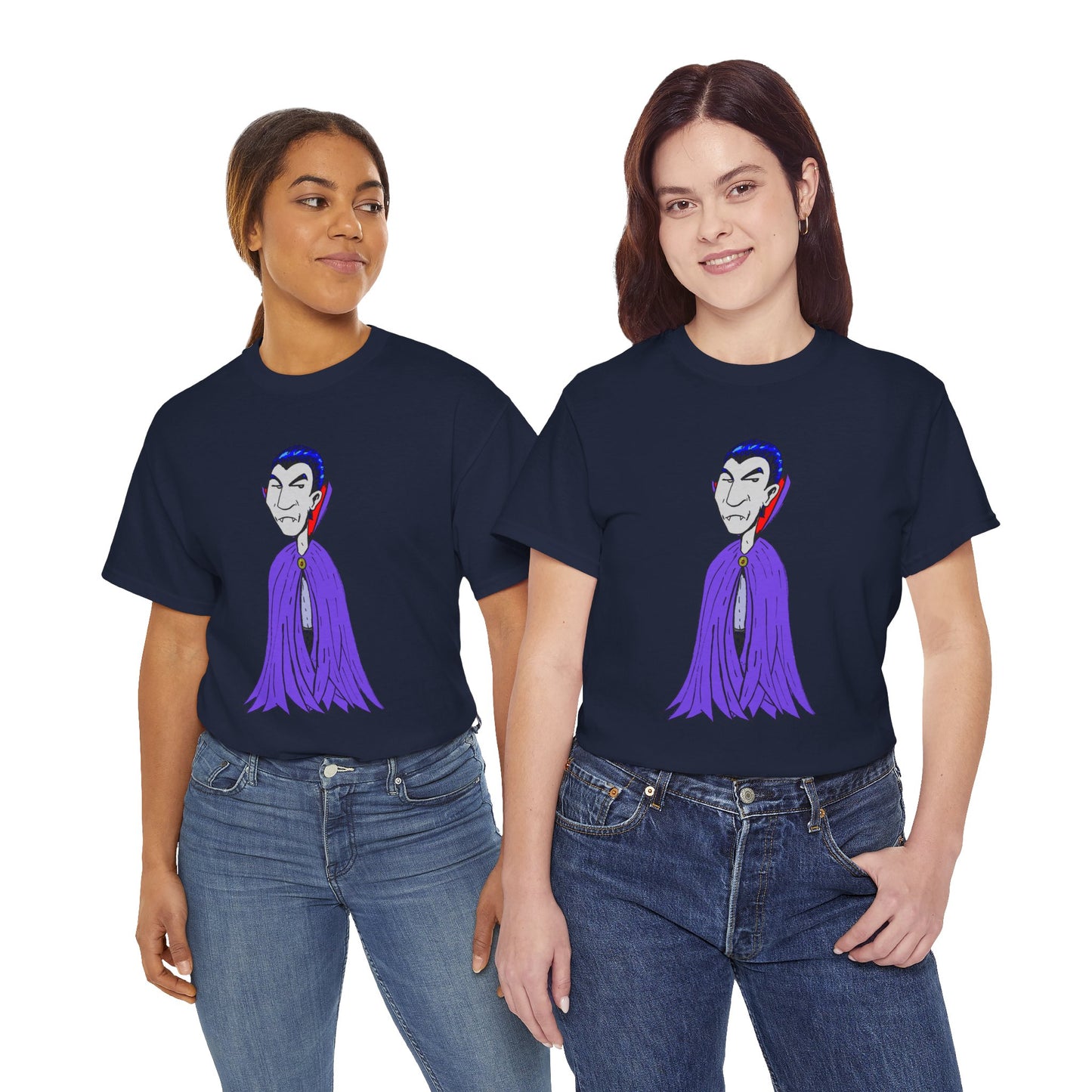 Vampire Cartoon Tee - Cute Purple Cloak Dracula Graphic T-Shirt