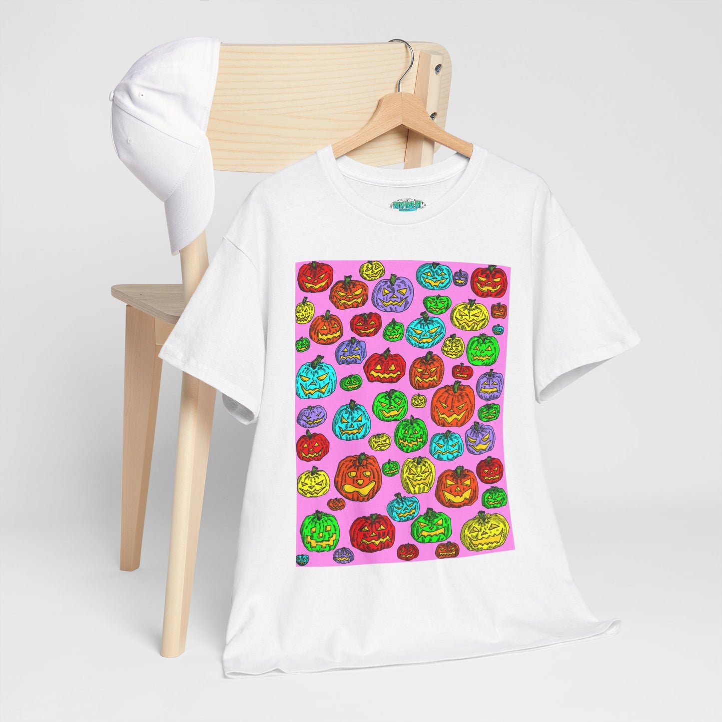 Colorful Pumpkin Graphic Tee, Unisex Cotton T-Shirt, Halloween Costume, Fall Apparel, Trendy Graphic Shirt, Casual Wear