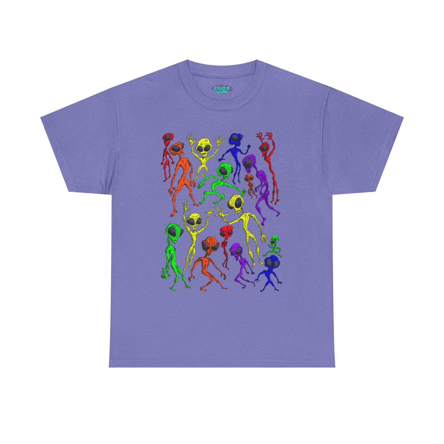 Rainbow Alien Dance Party Unisex Tee - Cosmic Sci-Fi Shirt