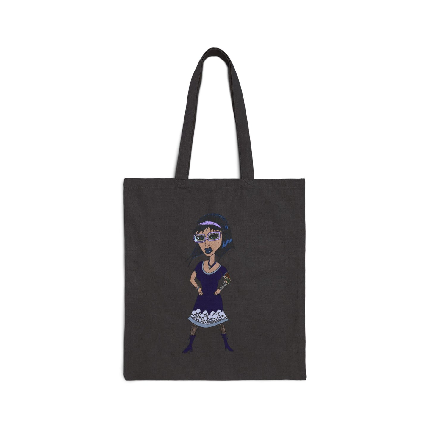 Vintage Goth Woman Cotton Canvas Tote Bag –  Reusable Market Bag