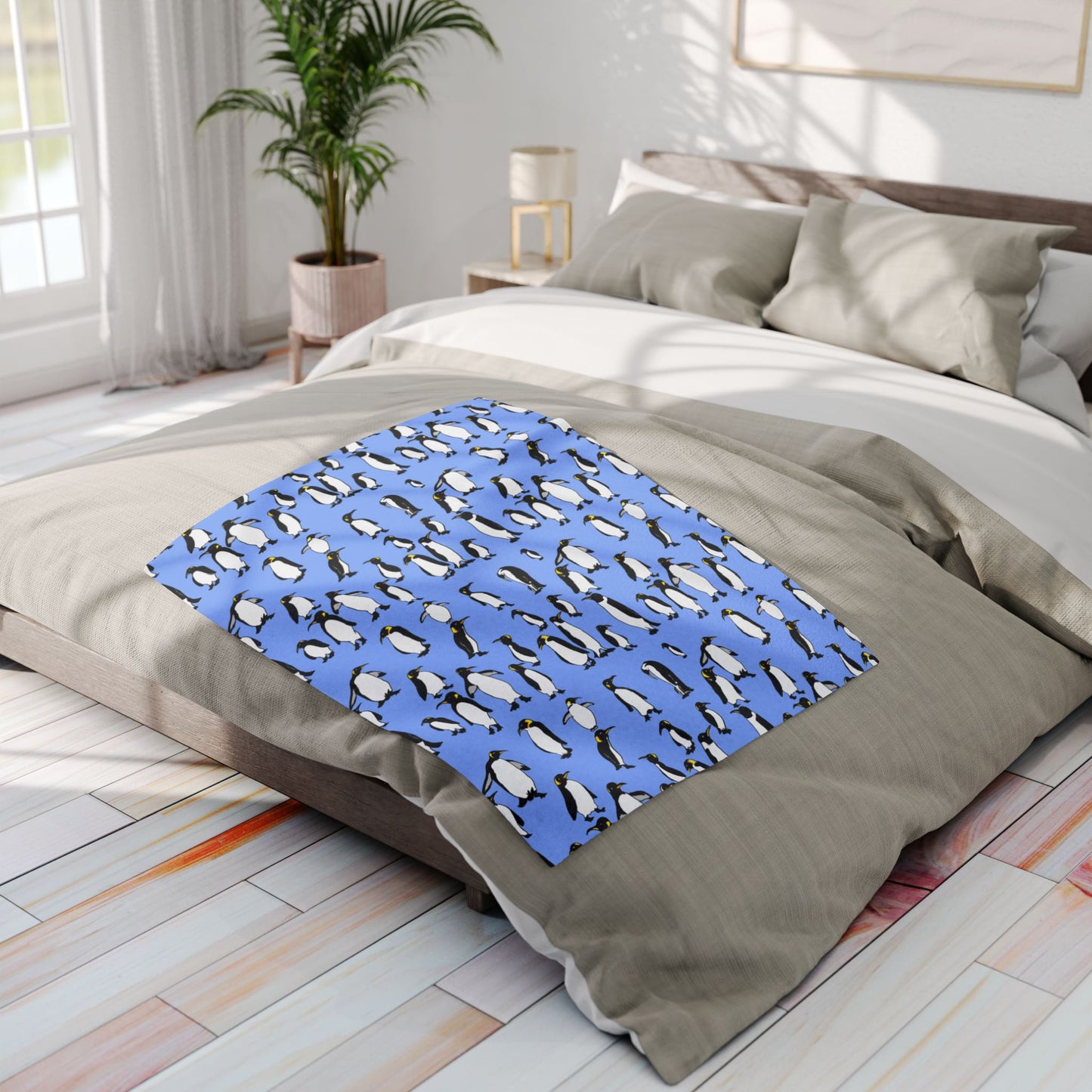 Rookery of Penguins - Antarctic Blue - Arctic Fleece Blanket