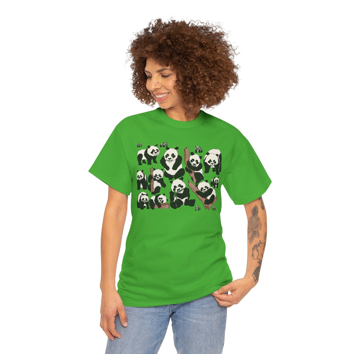 Cute Panda Design Unisex Heavy Cotton Tee | Animal Lover Gift, Casual Wear, Eco-Friendly Apparel, Nature Enthusiast Clothing