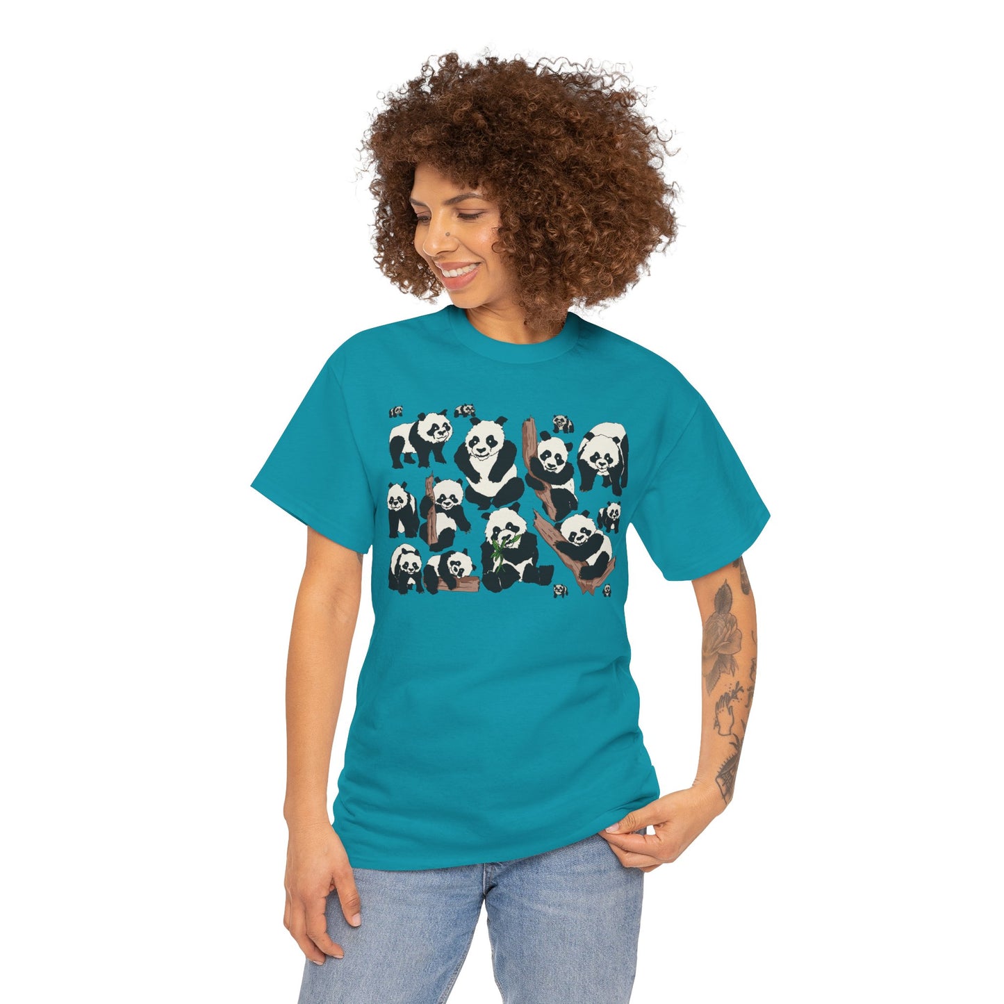 Cute Panda Design Unisex Heavy Cotton Tee | Animal Lover Gift, Casual Wear, Eco-Friendly Apparel, Nature Enthusiast Clothing