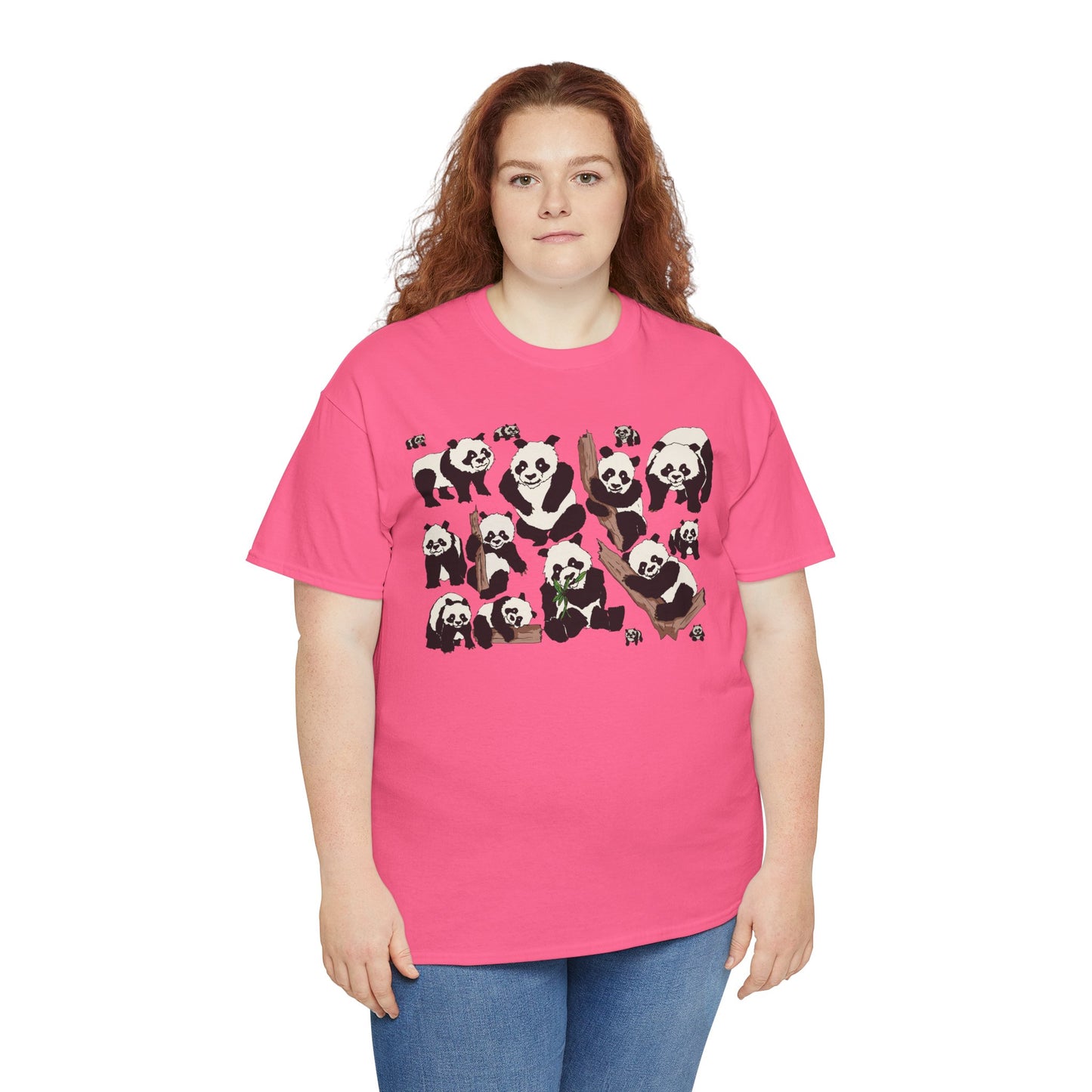 Cute Panda Design Unisex Heavy Cotton Tee | Animal Lover Gift, Casual Wear, Eco-Friendly Apparel, Nature Enthusiast Clothing