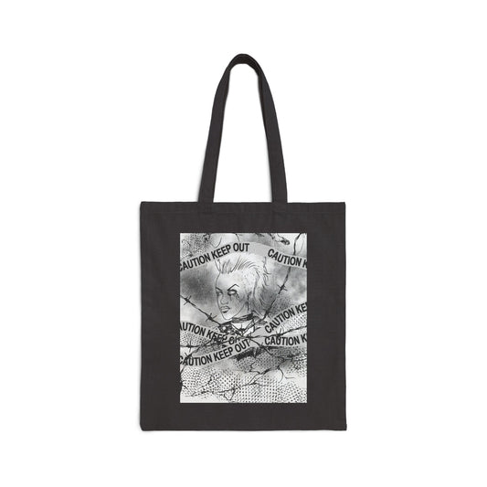Riot and Rebel - Caution Keep Out Gothic Portrait Canvas Tote Bag