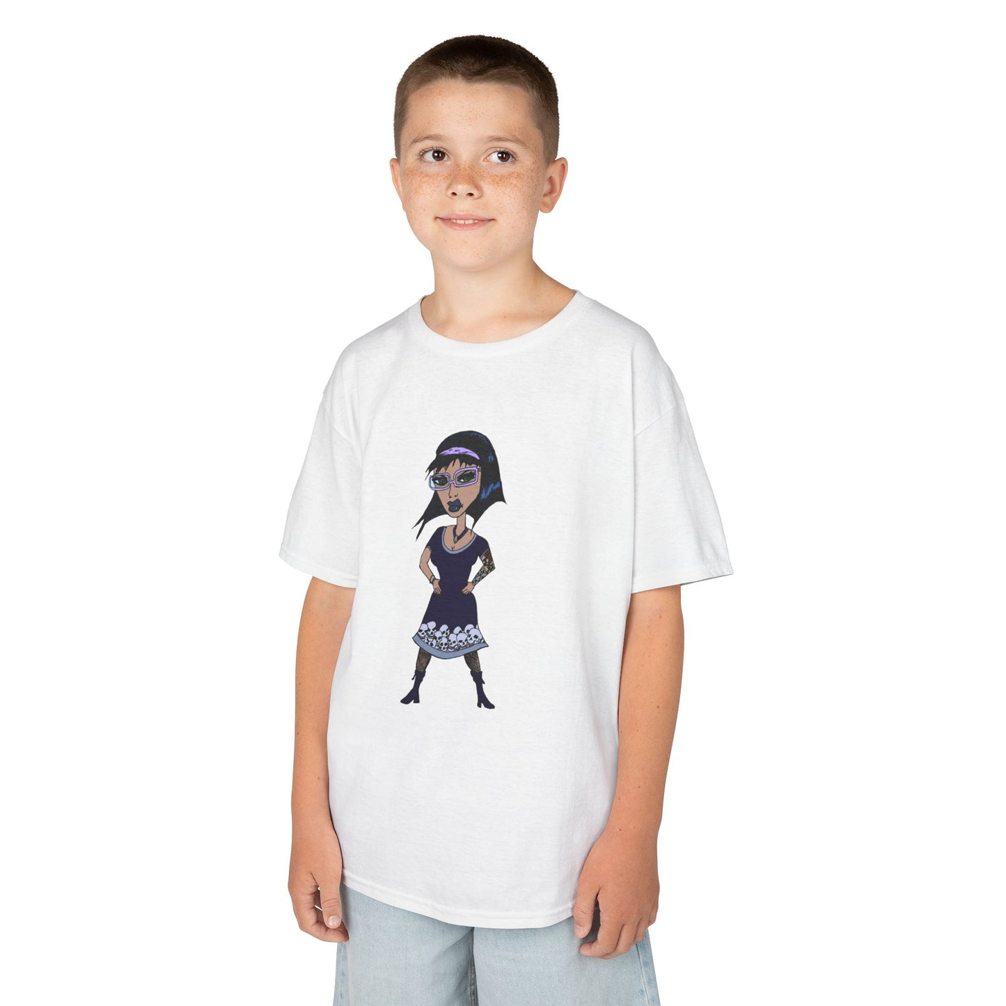 Kids Tee — Vintage Gothic Girl Cartoon Graphic Tee for Children
