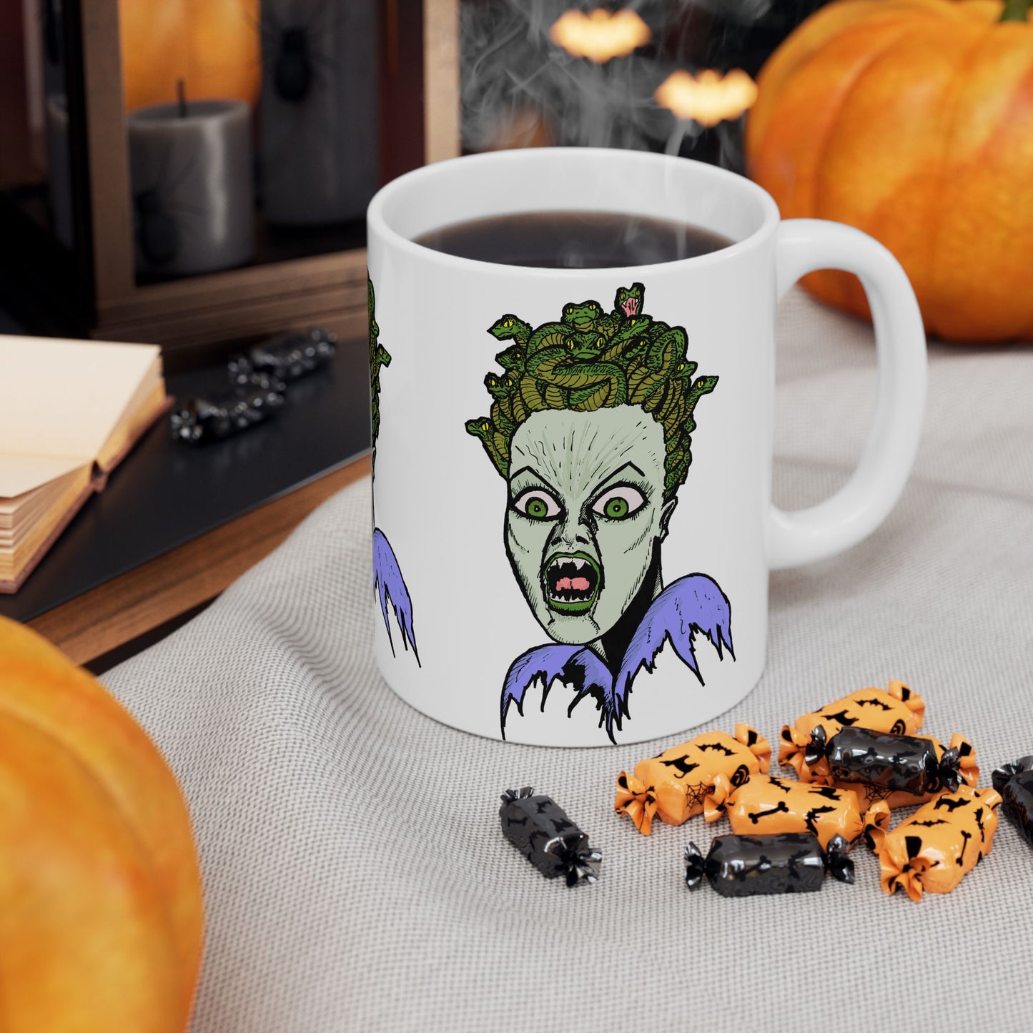 Spooky Medusa Ceramic Mug | Halloween Gift, Unique Coffee Cup, Witchy Decor, Fun Home Accessory, Creepy Art Drinkware