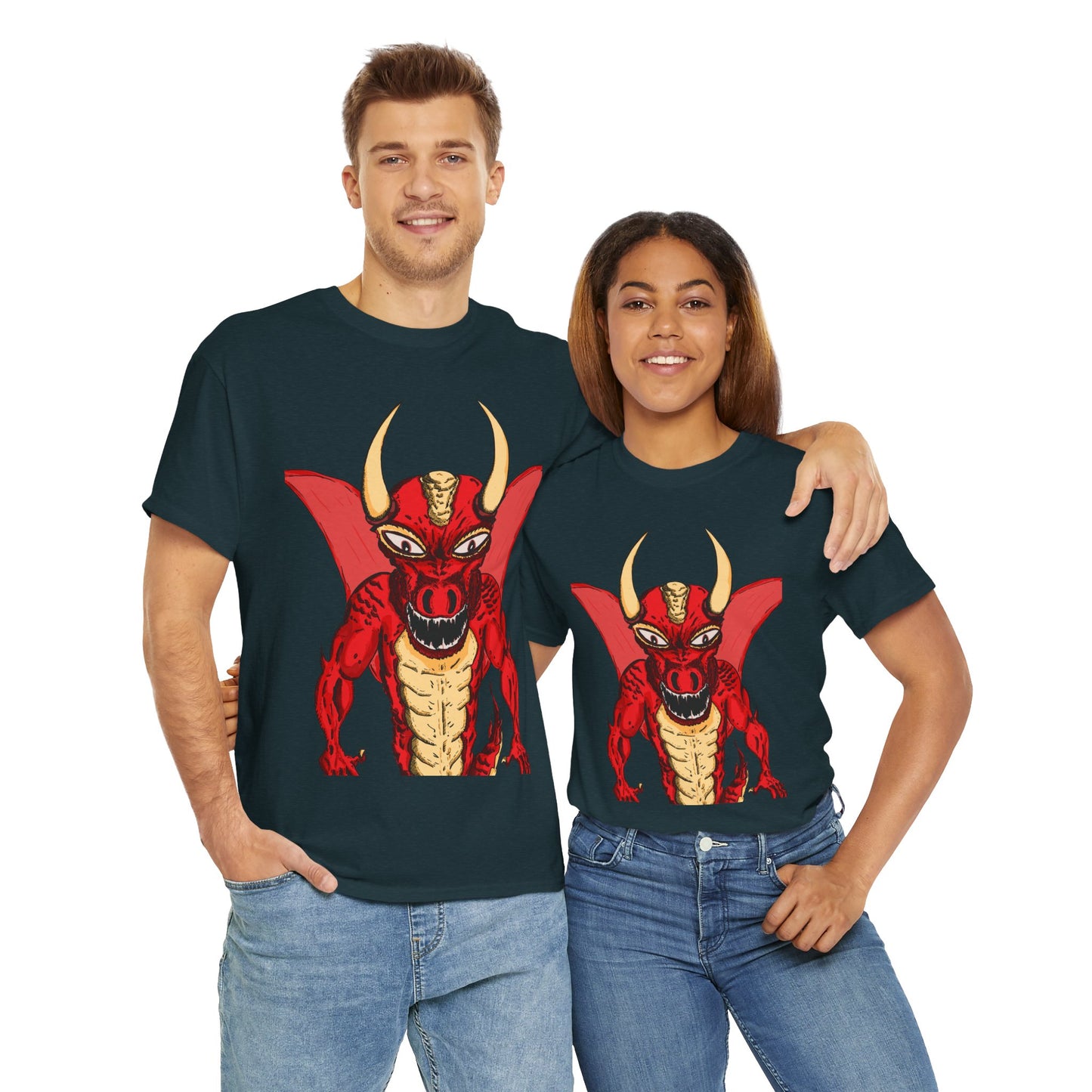 Bold Red Dragon Unisex Heavy Cotton Tee | Graphic Shirt for Anime Fans, Party Wear, Casual Outfit, Gift for Him/Her