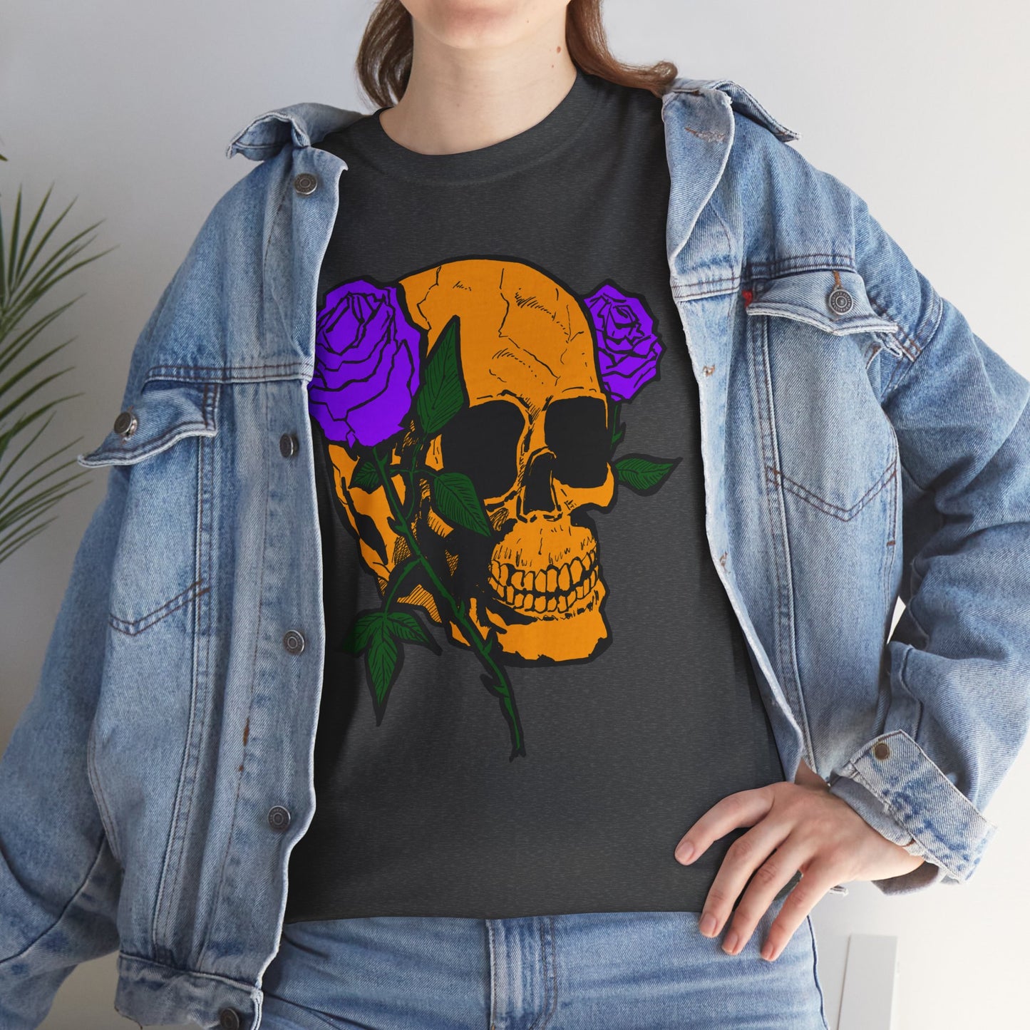 Skull and Roses Unisex Tee, Gothic Aesthetic Shirt, Vintage Graphic T-Shirt, Streetwear Essentials, Edgy Casual Wear