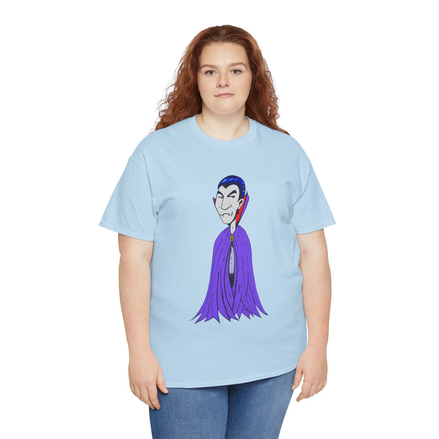 Vampire Cartoon Tee - Cute Purple Cloak Dracula Graphic T-Shirt