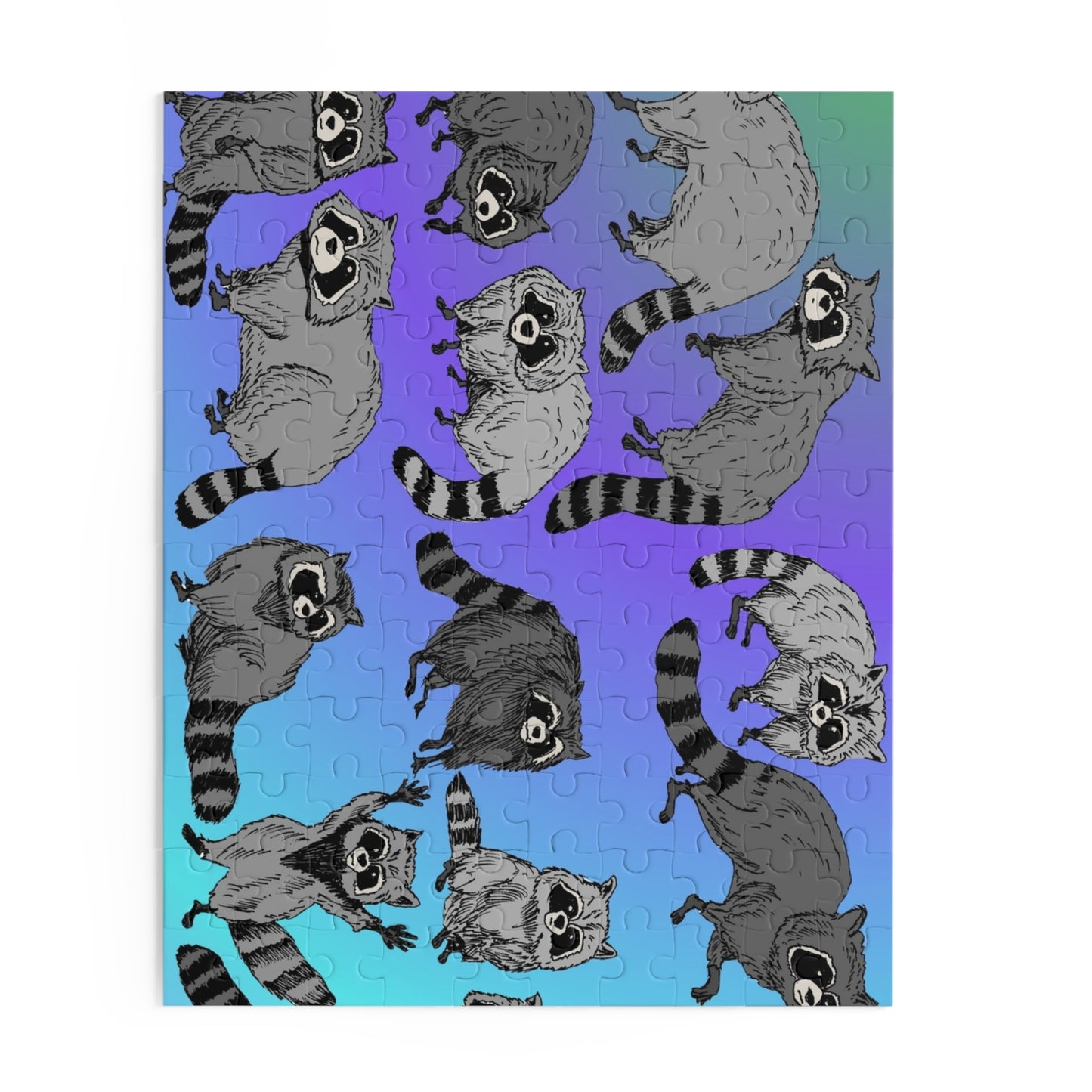Raccoon Pattern Puzzle — Cute Raccoon Jigsaw (120/252/500 Piece)