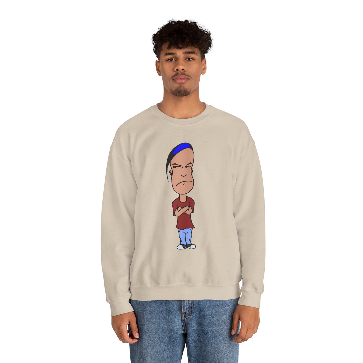 Smug Cartoon Graphic Crewneck Sweatshirt for Casual Style