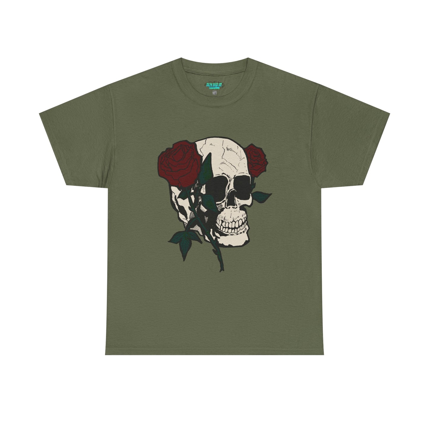 Skull and Roses Unisex Heavy Cotton Tee - Edgy Graphic T-Shirt for Impactful Style