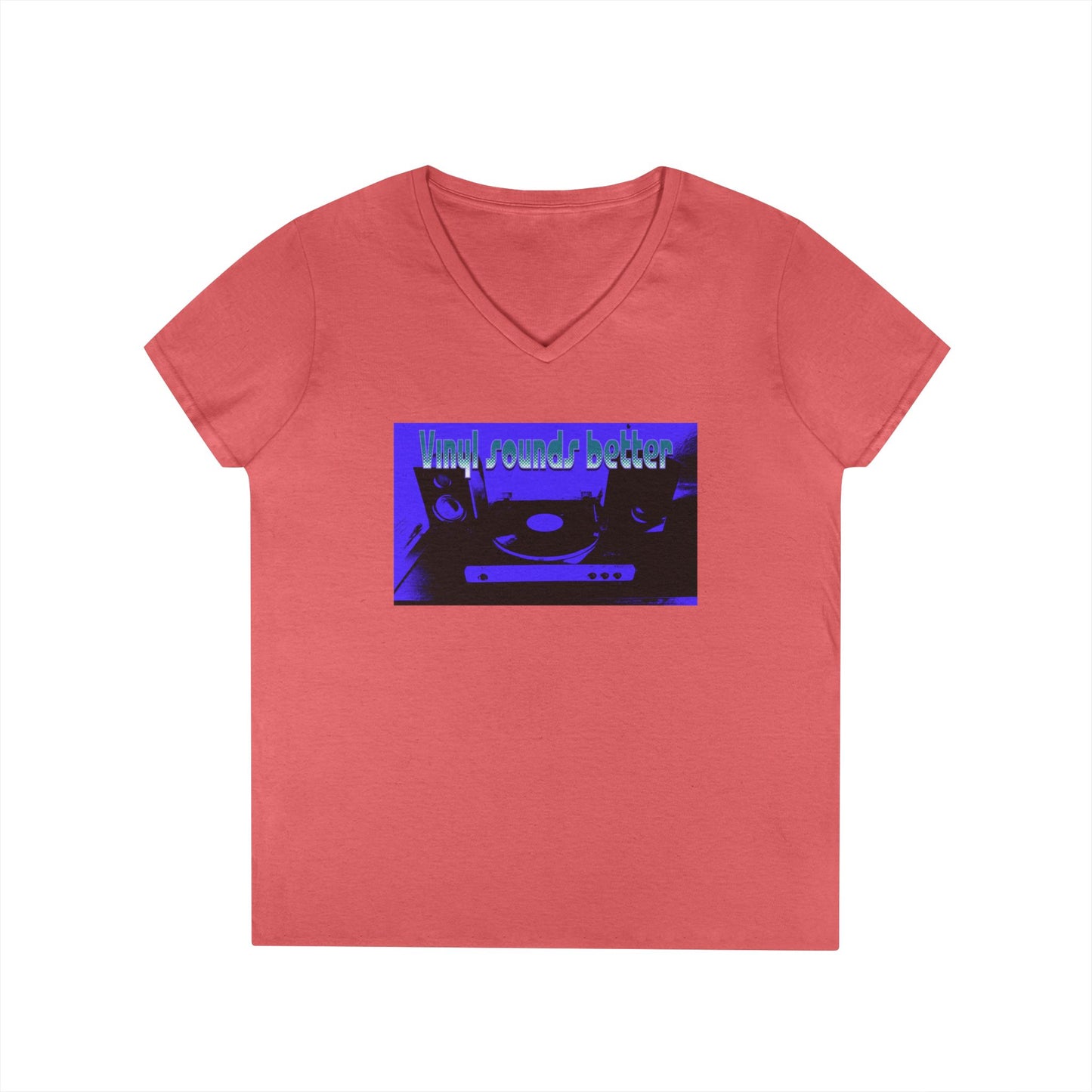Vinyl Vibes Ladies' V-Neck T-Shirt - Music Lovers Tee