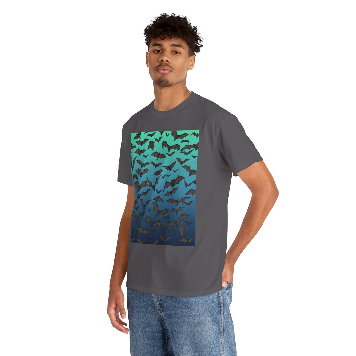 Bat Swarm Graphic Tee — Gradient Night Flight T-Shirt