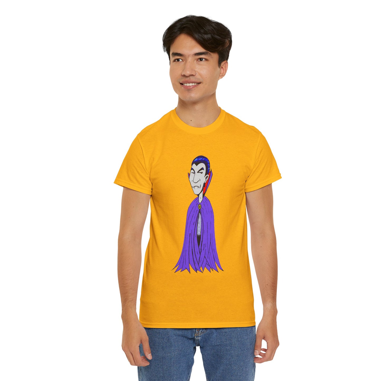 Vampire Cartoon Tee - Cute Purple Cloak Dracula Graphic T-Shirt