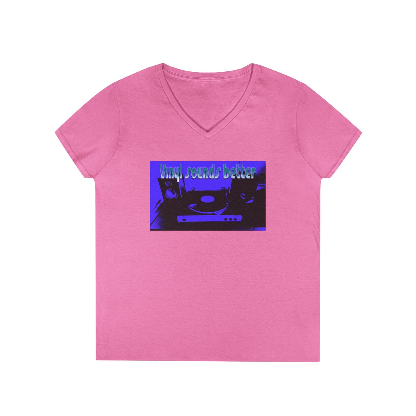 Vinyl Vibes Ladies' V-Neck T-Shirt - Music Lovers Tee