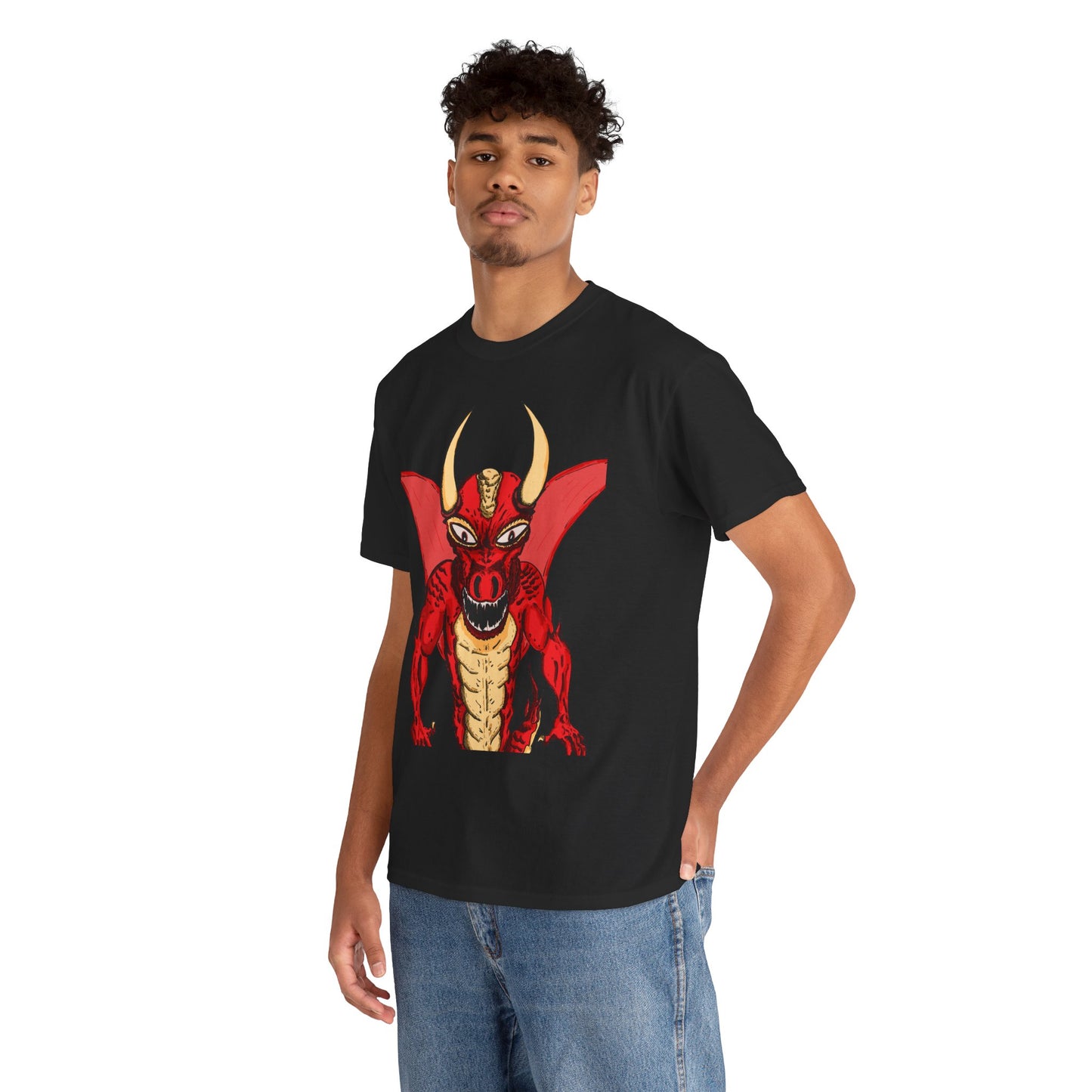Bold Red Dragon Unisex Heavy Cotton Tee | Graphic Shirt for Anime Fans, Party Wear, Casual Outfit, Gift for Him/Her