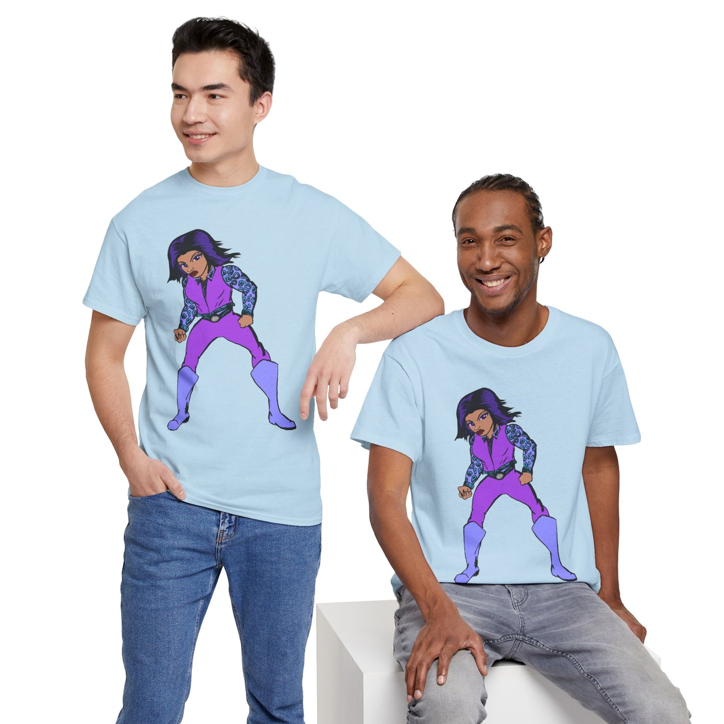 Retro Cartoon Hero Woman Character Unisex Heavy Cotton Tee, Vintage Graphic Tee, Fun T-Shirt, Gift for Fans, Casual Wear, Everyday Tee