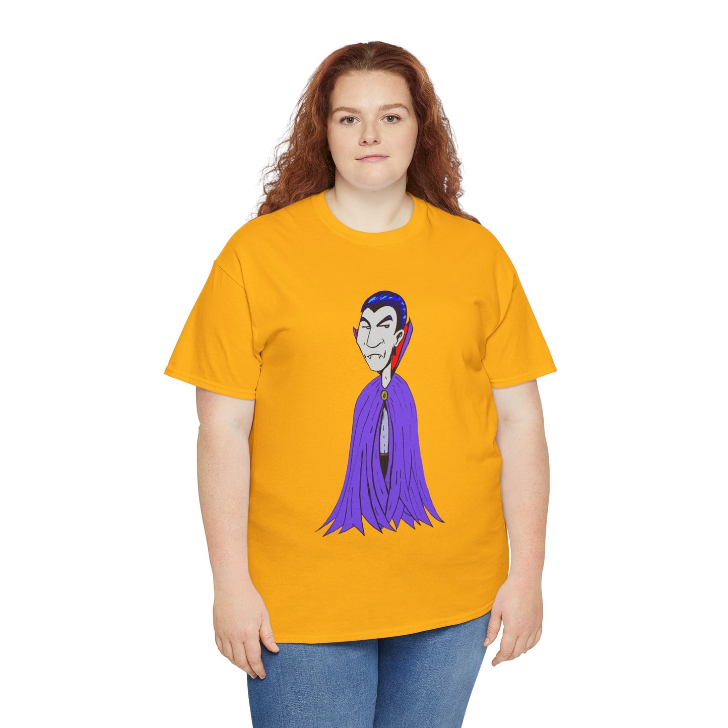 Vampire Cartoon Tee - Cute Purple Cloak Dracula Graphic T-Shirt