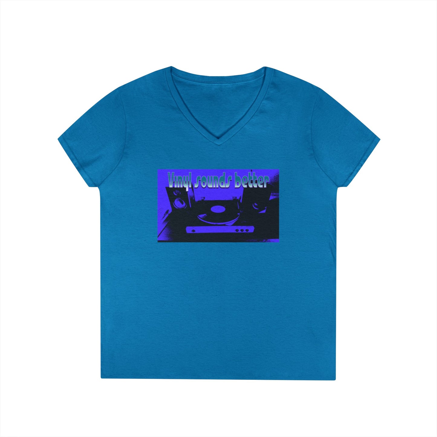 Vinyl Vibes Ladies' V-Neck T-Shirt - Music Lovers Tee