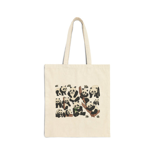 Panda Collage Cotton Canvas Tote Bag – Cute Eco-Friendly Grocery & Everyday Shopper