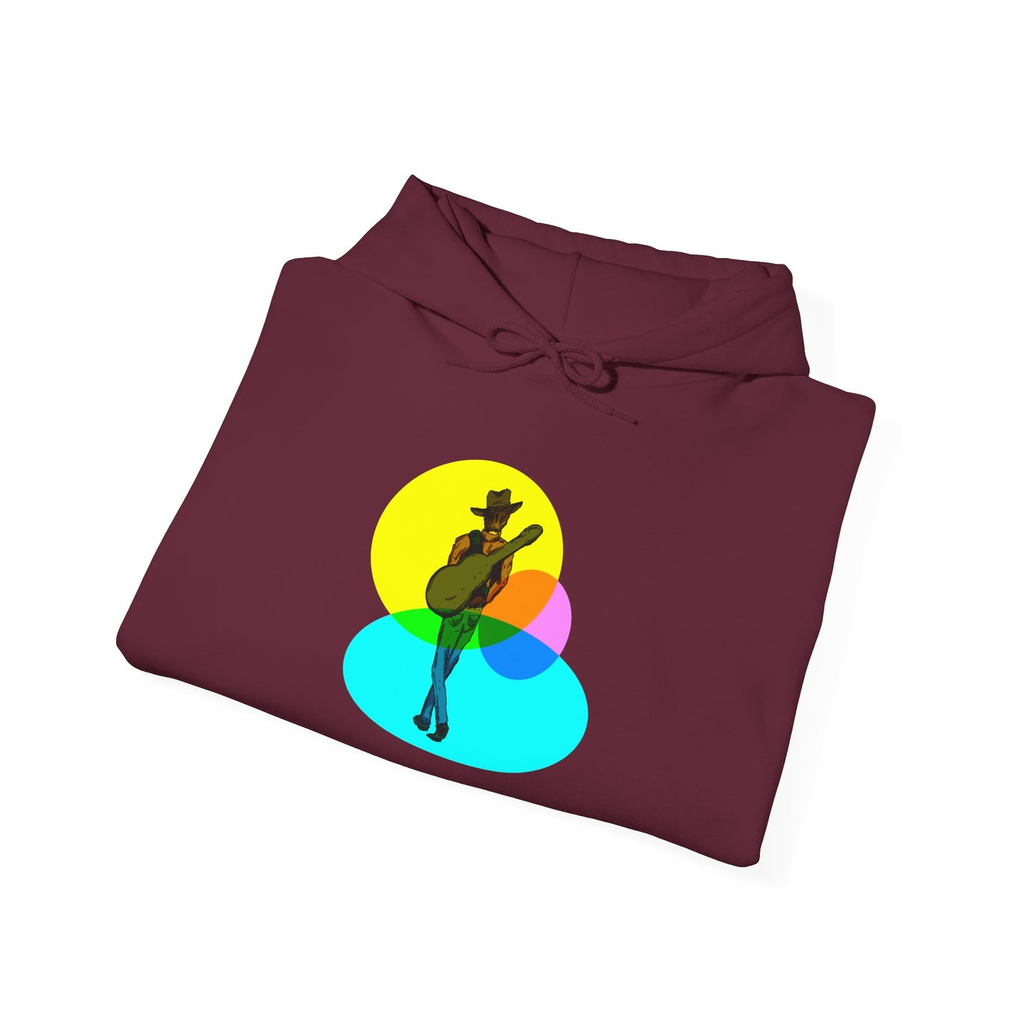 Cowboy with Guitar Hoodie — Colorful Retro Music Graphic Sweatshirt