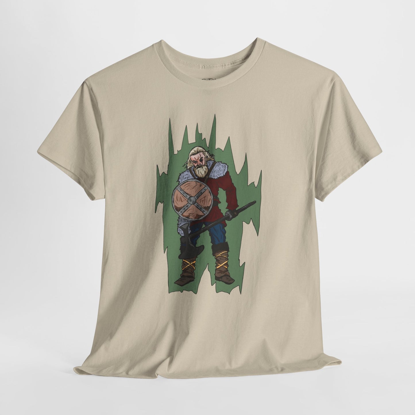 Epic Warrior Graphic Tee, Unisex Heavy Cotton Shirt, Casual Wear, Gamer Gift, Medieval Art Clothing, Battle Theme Fashion