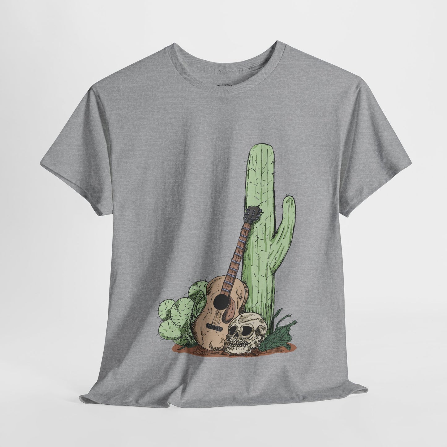 Desert Vibe Graphic Tee - Unisex Heavy Cotton Shirt, Boho Cactus Shirt, Guitar Lover's Gift, Summer Top, Music T-Shirt