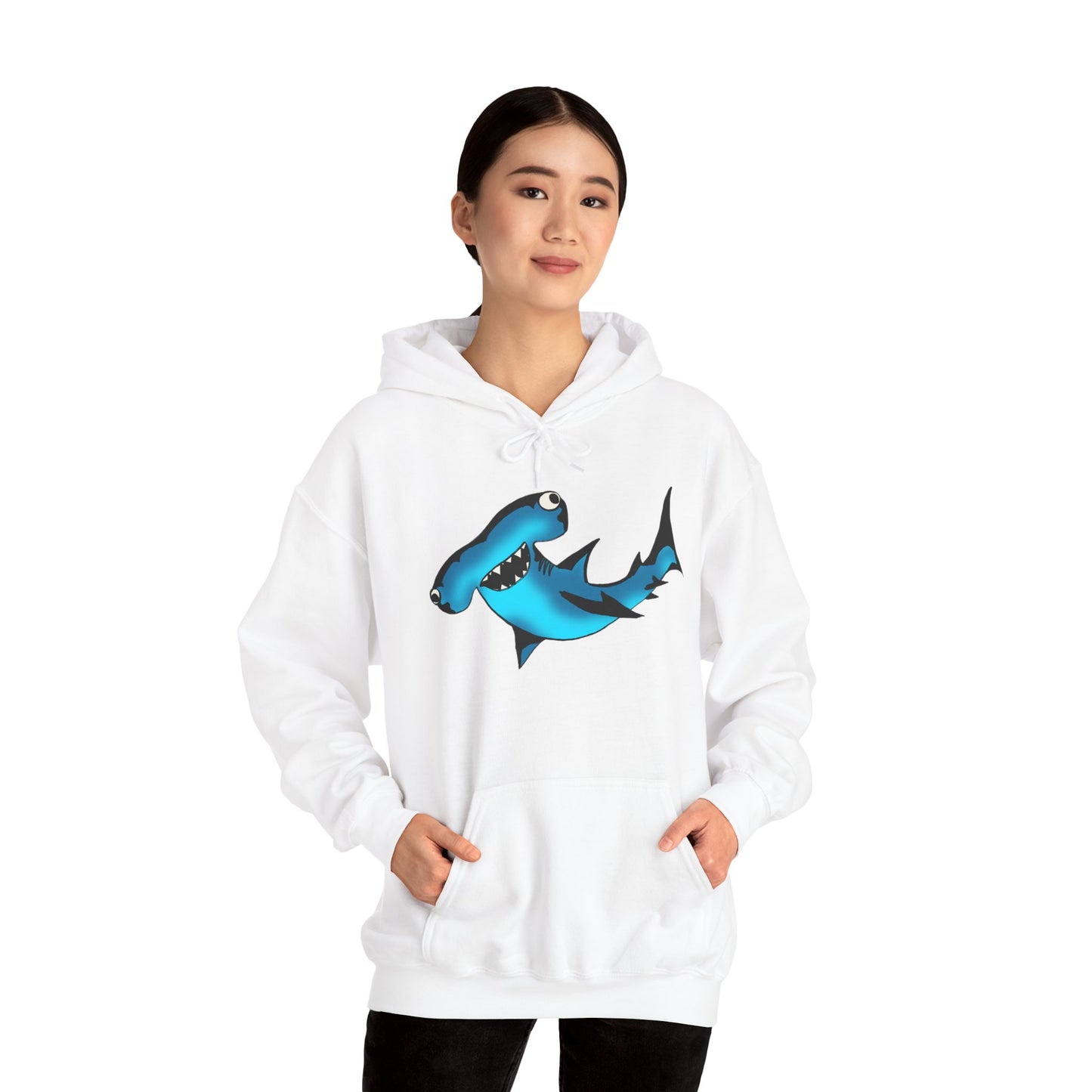 Harley Hammerhead Shark Design Unisex Hooded Sweatshirt, Funny Gift for Ocean Lovers, Casual Wear, Beach Days, Unique Apparel, Birthday Present