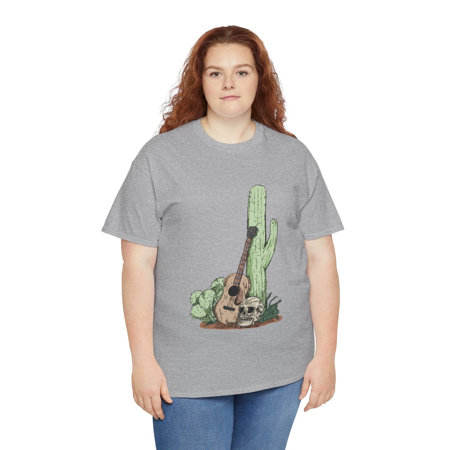 Desert Vibe Graphic Tee - Unisex Heavy Cotton Shirt, Boho Cactus Shirt, Guitar Lover's Gift, Summer Top, Music T-Shirt