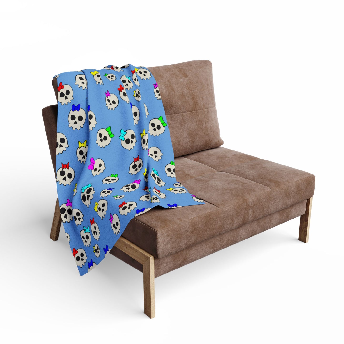 Delightfully Cute Skulls - Light Blue - Arctic Fleece Blanket