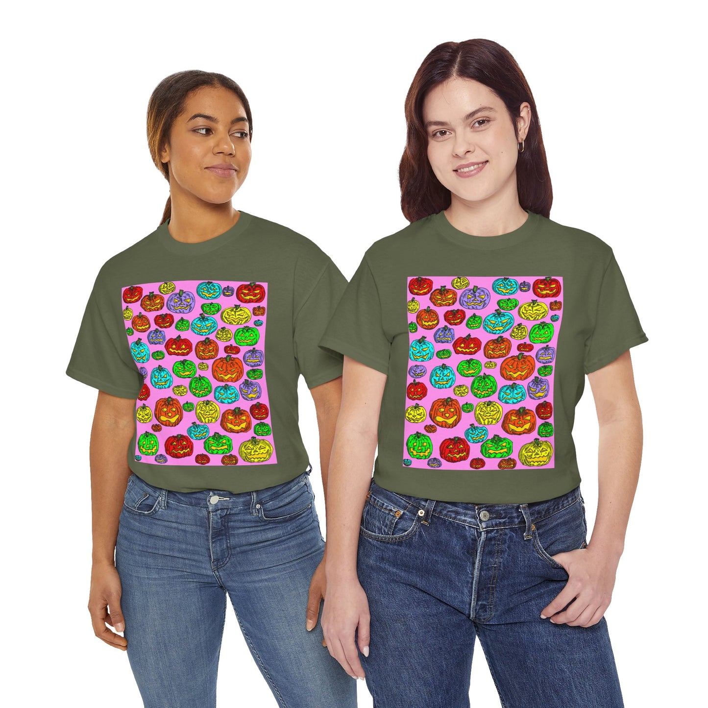 Colorful Pumpkin Graphic Tee, Unisex Cotton T-Shirt, Halloween Costume, Fall Apparel, Trendy Graphic Shirt, Casual Wear