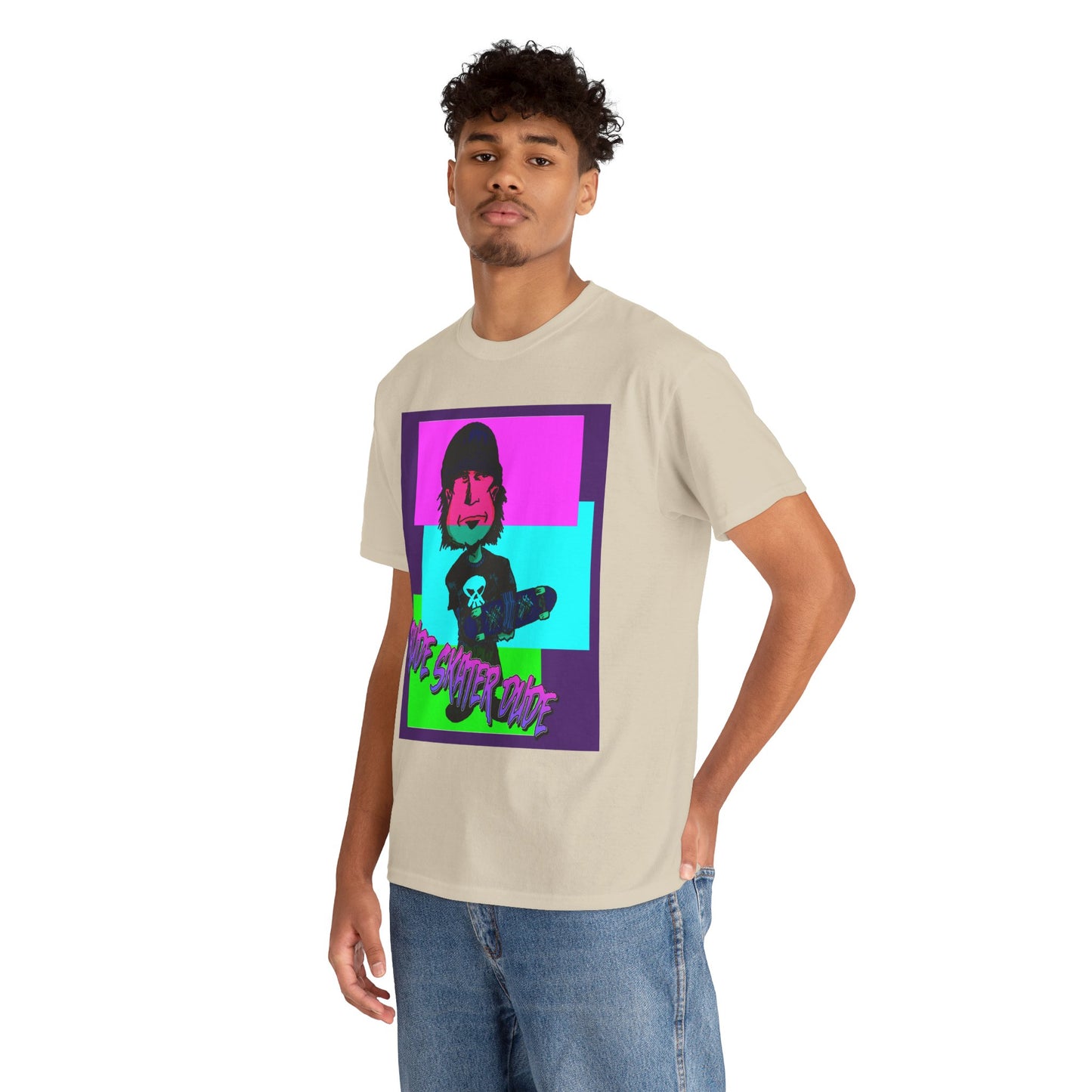 Retro Neon Skateboard Tee — "Rude Skater Dude" Graphic